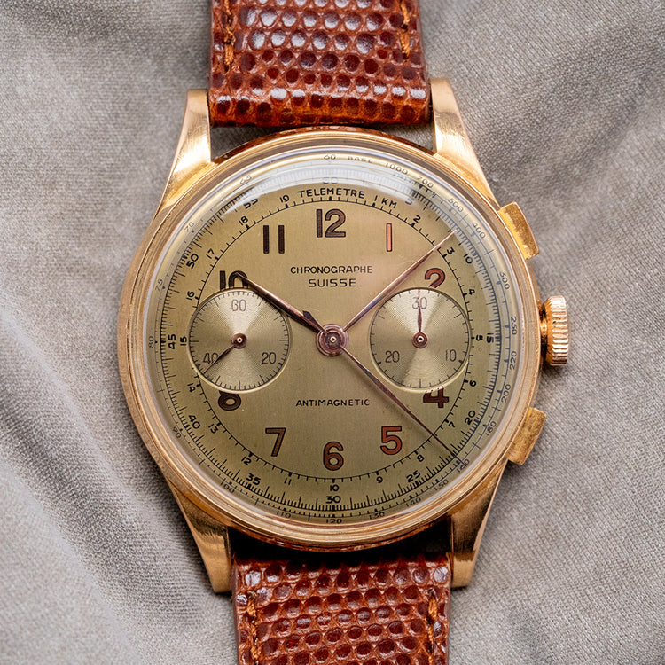 1950s Chronographe Suisse 18ct Gold Landeron 48 36.5mm