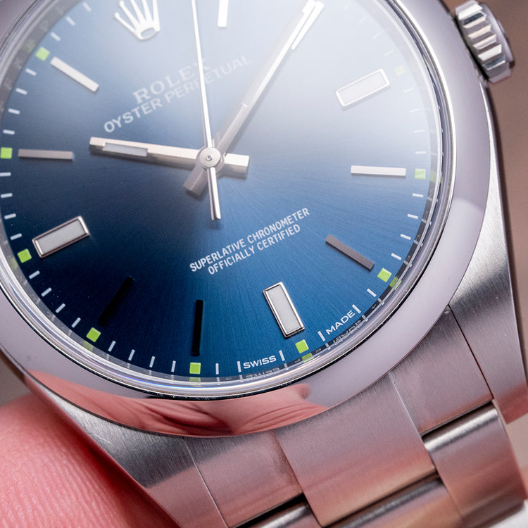 2018 Rolex Oyster Perpetual 39mm Blue Dial 114300