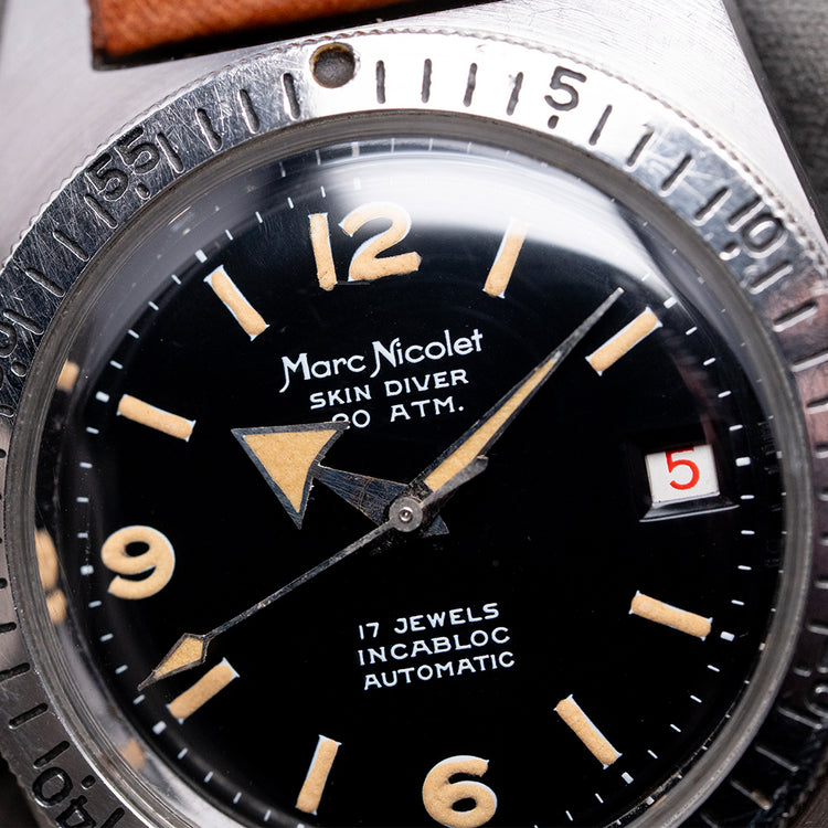 1960s Marc Nicolet Skin Diver Date Automatic ETA 2472 36mm