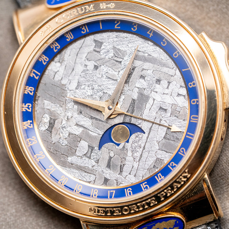 1990s Corum Meteorite Peary Moonphase 18ct Gold Automatic 34mm
