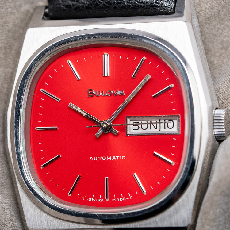 1979 Bulova Automatic Day Date Deep Red Dial 35.5mm