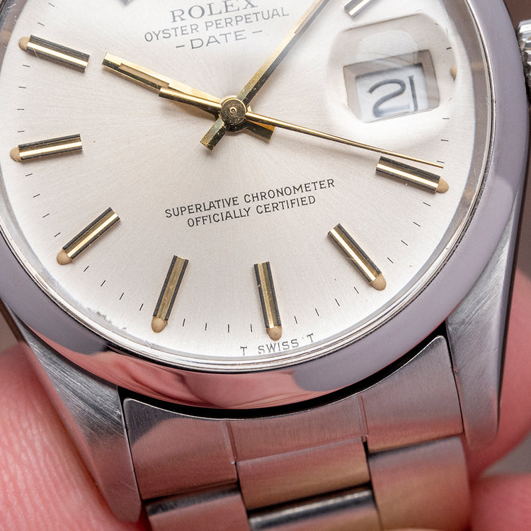 1982 Rolex Oyster Perpetual Date 34mm Silver Dial 15000