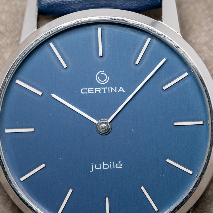 1970s Certina Jubile Blue Dial Manual Cal. 396 Steel 34mm