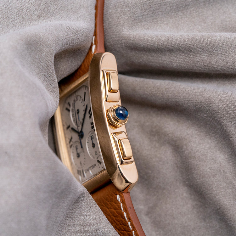 2000s Cartier Tank Française Quartz Chrono 18ct Gold 1830