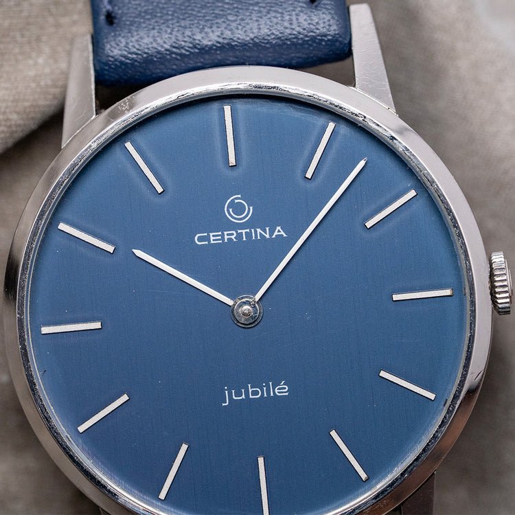 1970s Certina Jubile Blue Dial Manual Cal. 396 Steel 34mm