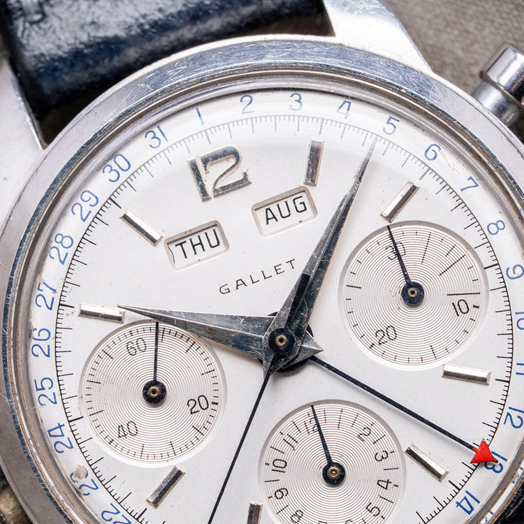 1950s Gallet Multichron Calendar Chronograph Valjoux 72C 35mm