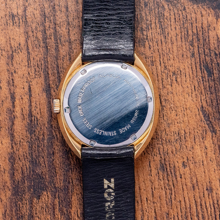 1960s Jaquet-Droz 17 Jewels Electric Blue Dial Art-Deco 34.5mm