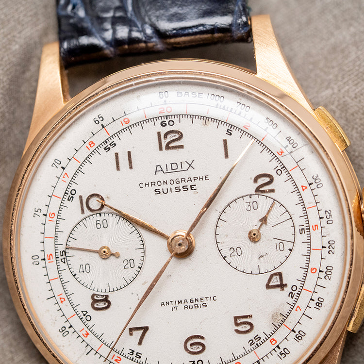 1950s Aidix Chronographe Suisse 18ct Gold Landeron 48 37.5mm