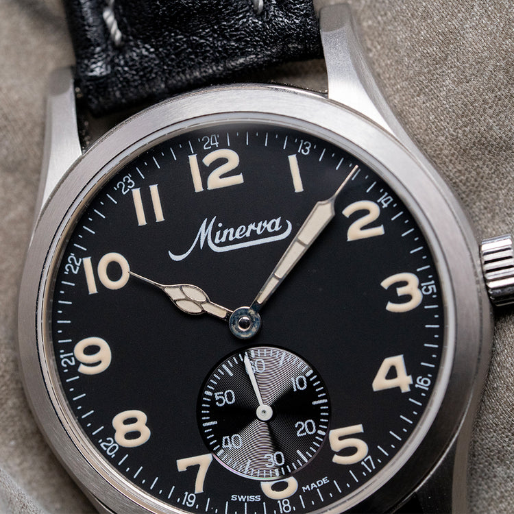 1990s Minerva Pythagore A481 Aviation Black Cal. 48 34mm