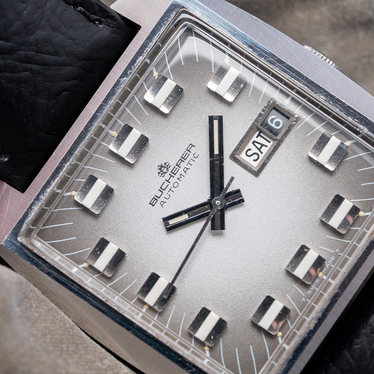 1970s Bucherer Automatic Smoke Grey Dial TV-Case 35mm