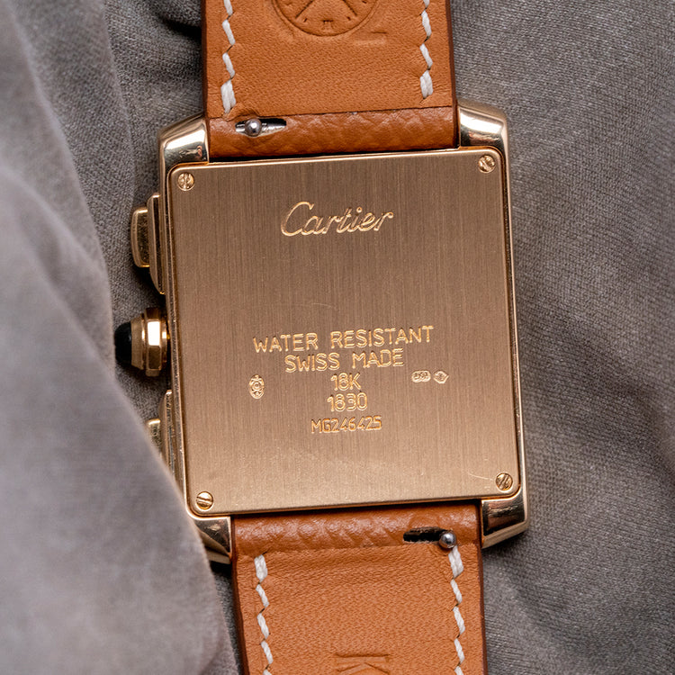 2000s Cartier Tank Française Quartz Chrono 18ct Gold 1830