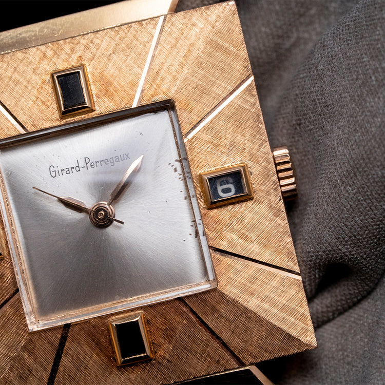 1960s Girard-Perregaux 18ct Pink Gold Square Art-Deco Auto
