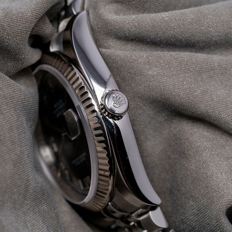 2010s Rolex Datejust 36mm Black Roman Dial Fluted 116234