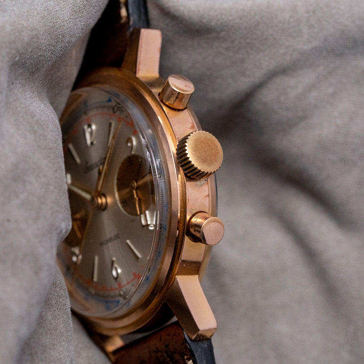 1950s Exacta Chronograph Landeron 51 37mm Gold Plated