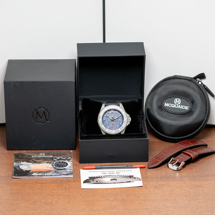 2024 McQuaide Q1-B Abyss Damascus Steel Automatic 43.5mm