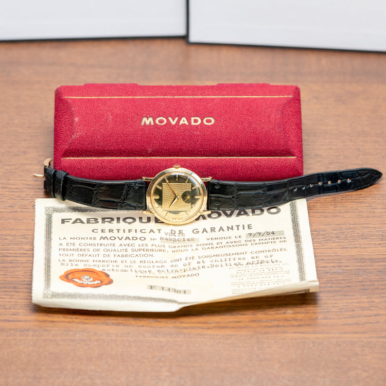 1954 Movado 'Gentleman' 18ct Yellow Gold 8423 With Box & Papers