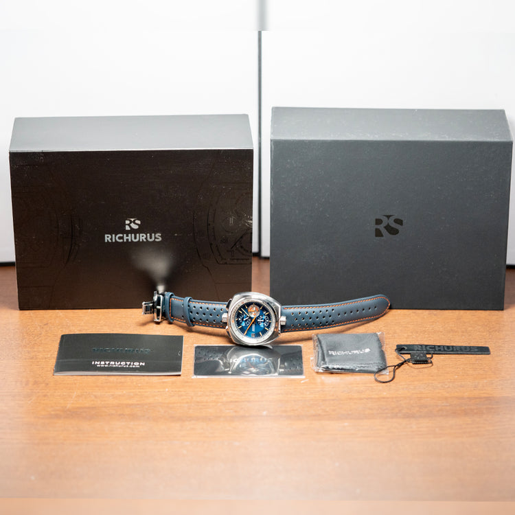 2025 Richurus Bullhead Chrono Quartz Blue on Strap 43.5mm