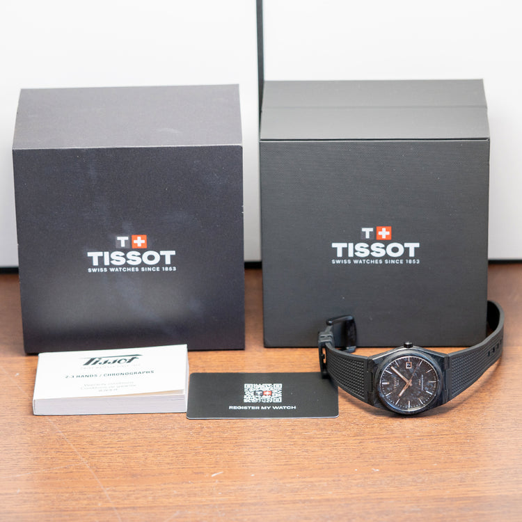 2024 Tissot PRX Black Carbon Automatic 40.5mm on Rubber