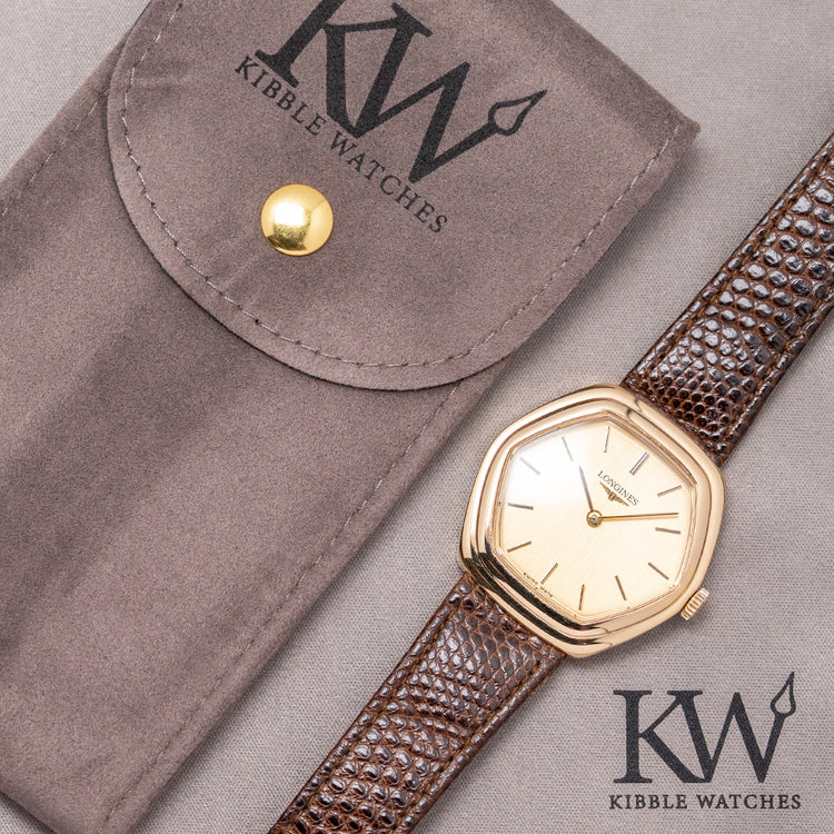 1976 Longines Gold Plated Stepped Hexagon 5047-2 34mm
