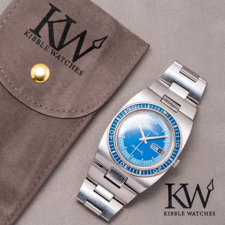 1970s Wittnauer Automatic Blue Dial 'Diver' on Bracelet 37mm