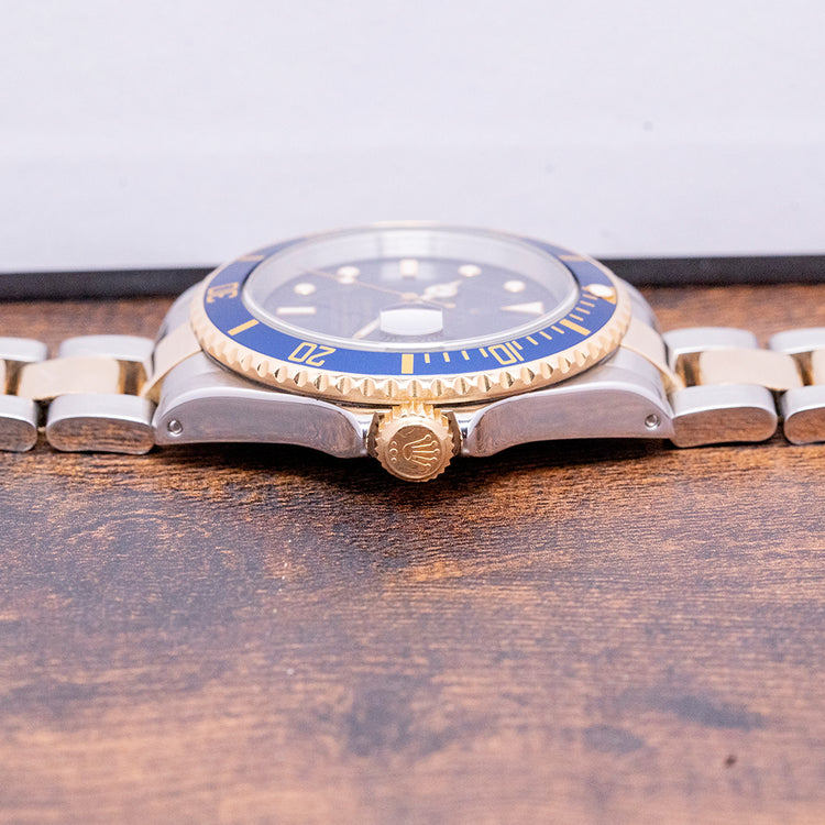 2002 Rolex Submariner Steel & Gold "Bluesey" 16613 on Bracelet