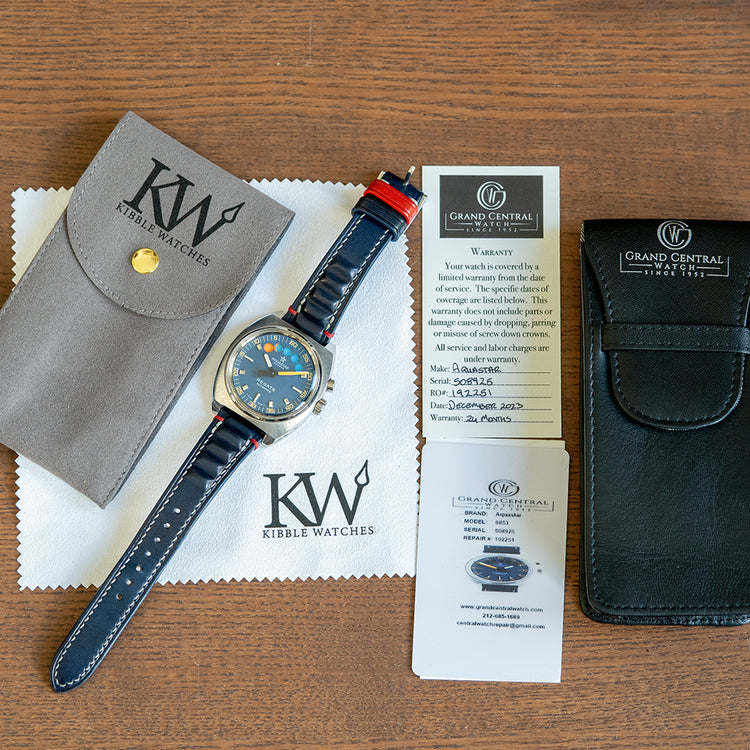 1970s Aquastar Regate Blue Dial Yacht Timer Automatic 39mm