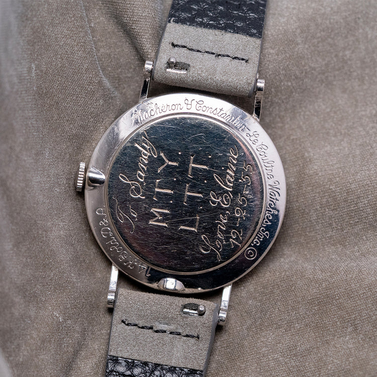 1955 LeCoultre & Vacheron 14ct White Gold Diamond Mystery Hour 33mm