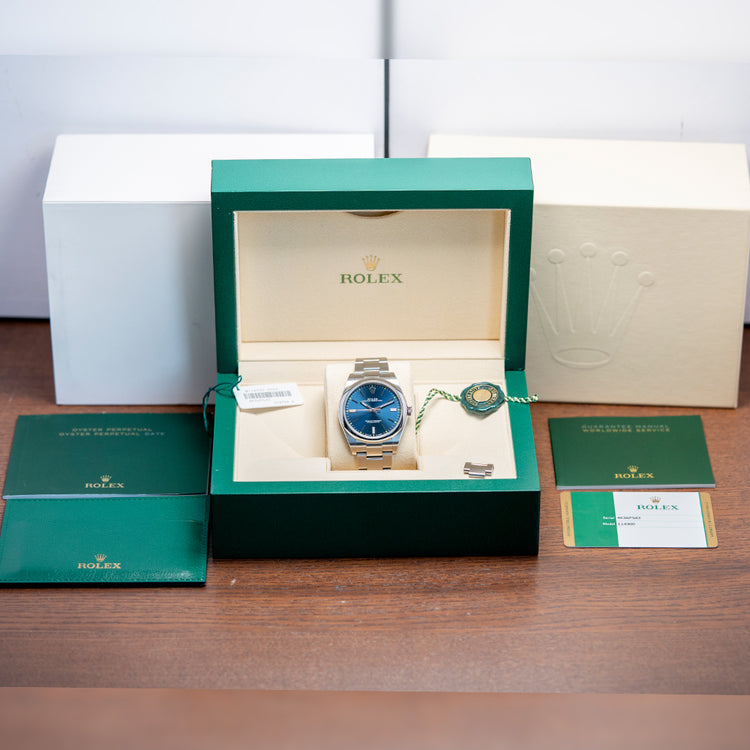 2018 Rolex Oyster Perpetual 39mm Blue Dial 114300