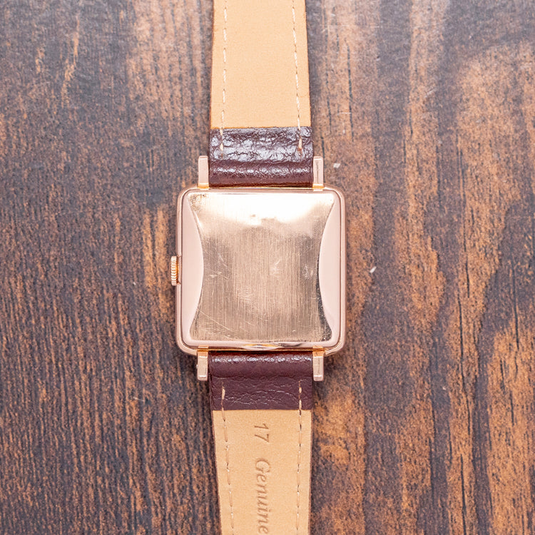 1940s Rolex Perpetual Square 'Bark' Finish 18ct Pink Gold 4643
