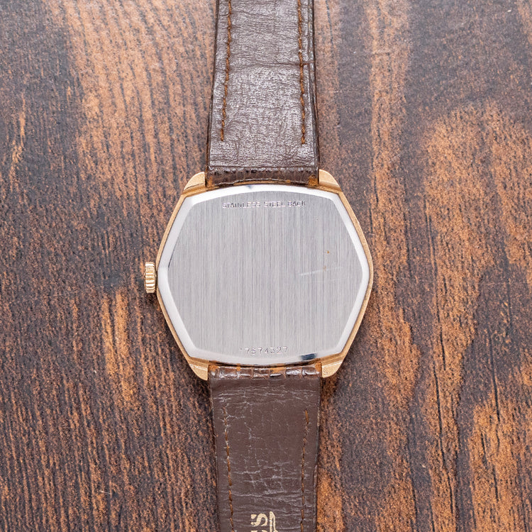 1976 Longines Gold Plated Stepped Hexagon 5047-2 34mm