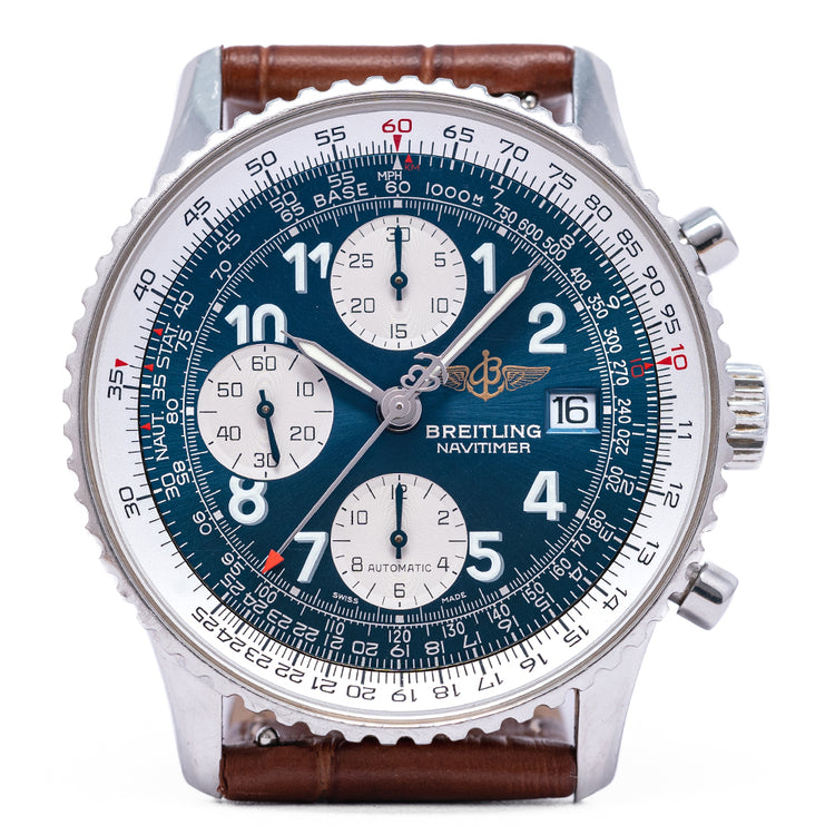 1990s Breitling Old Navitimer II Automatic Blue Arabic A13022