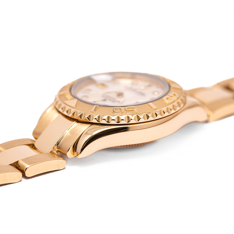 1996 Rolex Ladies Yacht-Master 18ct Gold Mother of Pearl Diamond Dial 69628