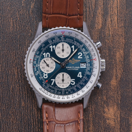1990s Breitling Old Navitimer II Automatic Blue Arabic A13022