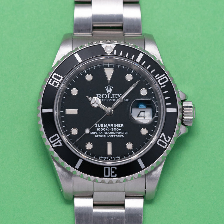 1990 Rolex Submariner Date 16610 Box & Papers + Rolex Service