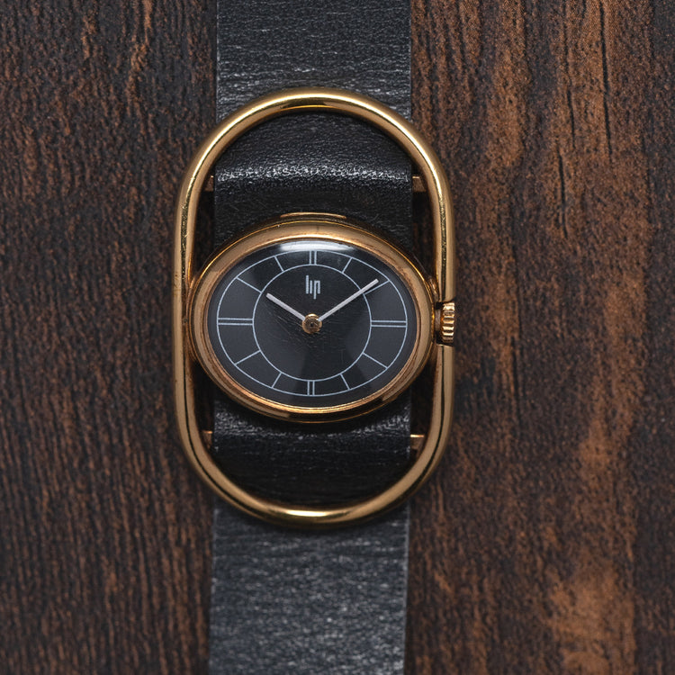 Rare 1970s LIP Manually Wound Funky Gold Plated Case