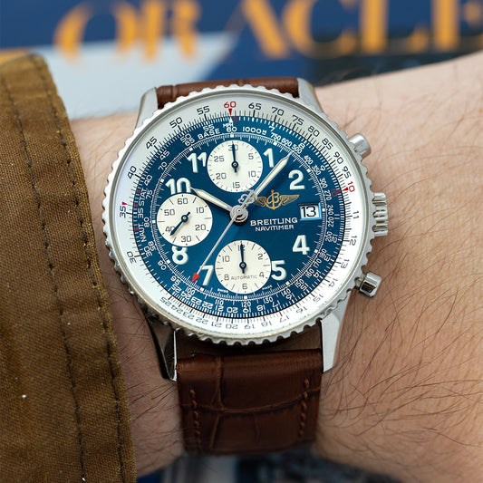 1990s Breitling Old Navitimer II Automatic Blue Arabic A13022