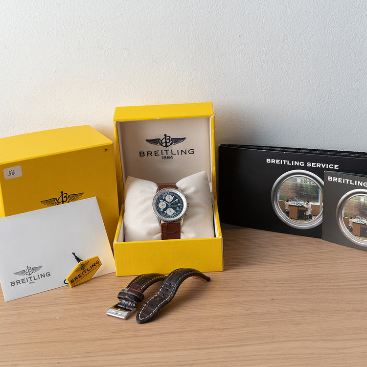 1990s Breitling Old Navitimer II Automatic Blue Arabic A13022