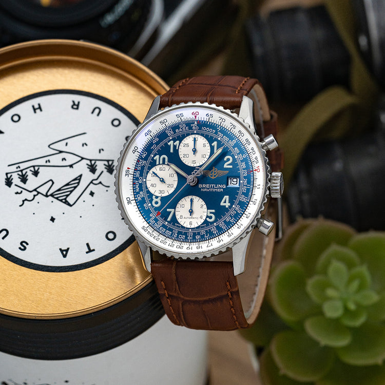 1990s Breitling Old Navitimer II Automatic Blue Arabic A13022