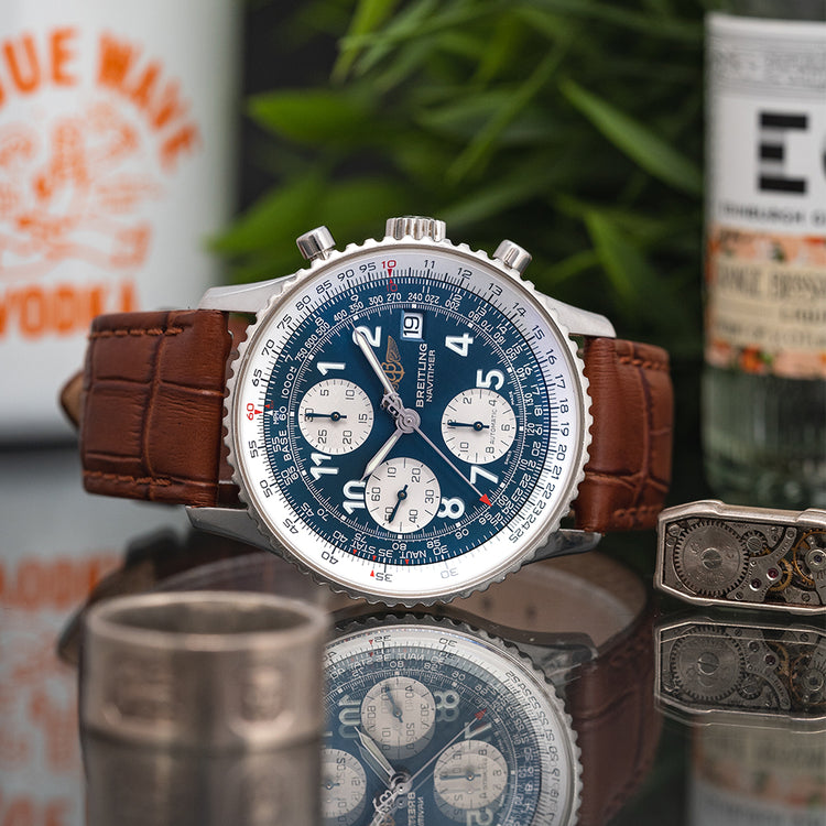 1990s Breitling Old Navitimer II Automatic Blue Arabic A13022