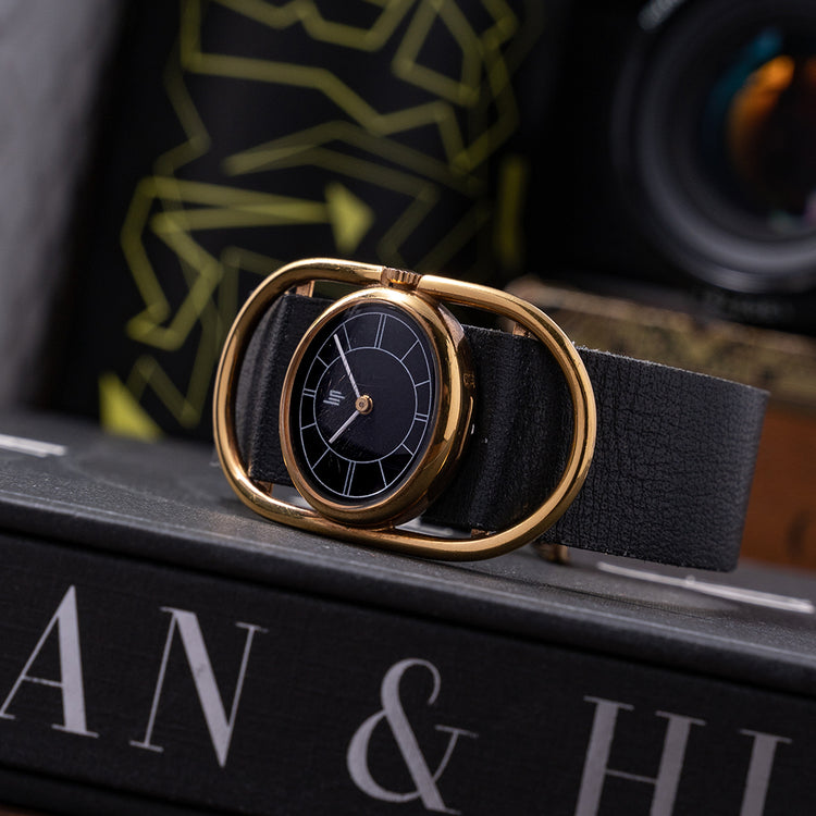 Rare 1970s LIP Manually Wound Funky Gold Plated Case