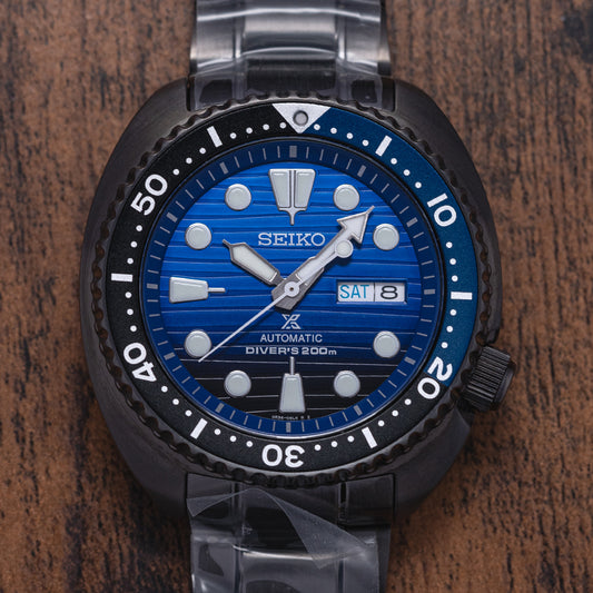 Unworn 2020 Seiko Black Turtle "Save The Ocean" SRPD11K1