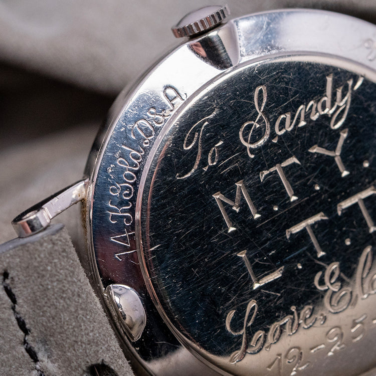 1955 LeCoultre & Vacheron 14ct White Gold Diamond Mystery Hour 33mm