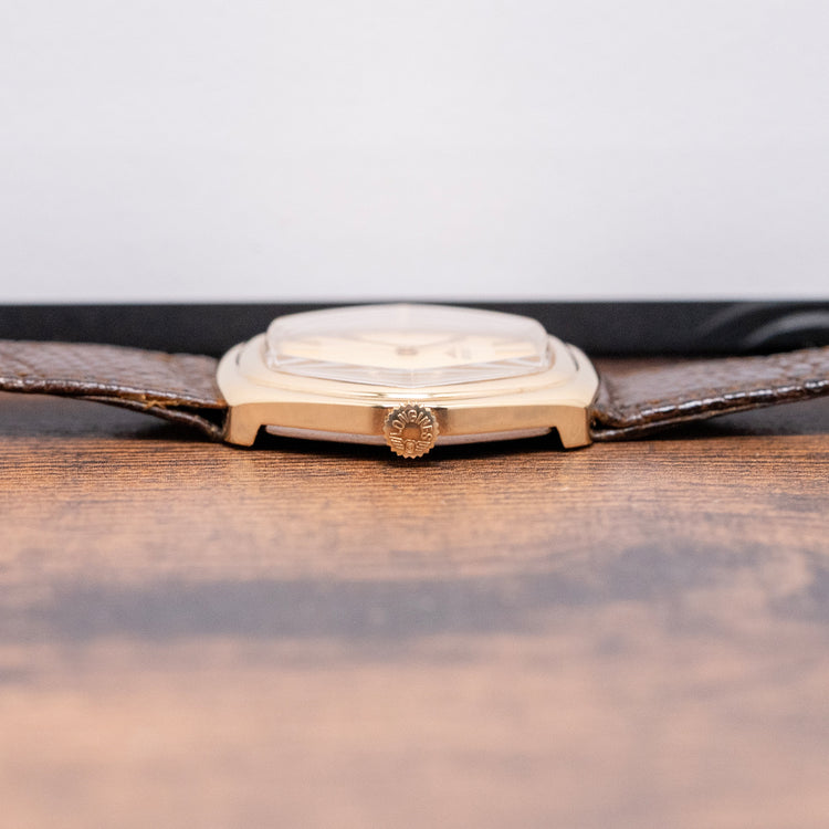 1976 Longines Gold Plated Stepped Hexagon 5047-2 34mm