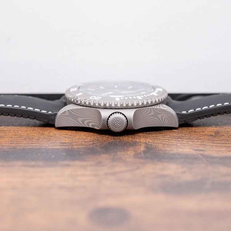 2024 McQuaide Q1-B Abyss Damascus Steel Automatic 43.5mm