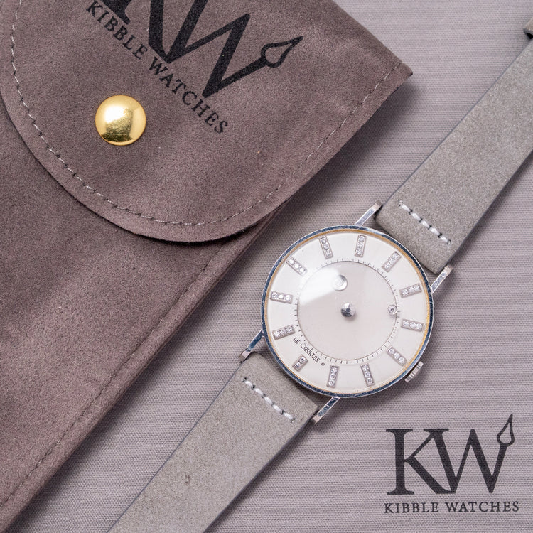 1955 LeCoultre & Vacheron 14ct White Gold Diamond Mystery Hour 33mm