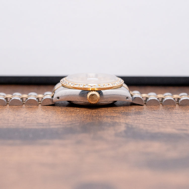 1990 Rolex Lady-Datejust 26mm Steel & Gold Factory Diamonds 69173