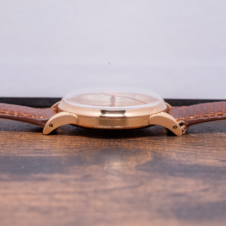 1950s Movado 18ct Pink Gold Triple Calendar Fancy Lugs 34mm