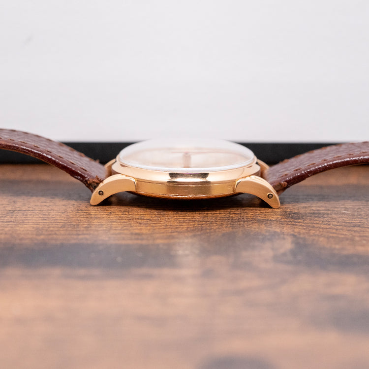 1950s Movado 18ct Pink Gold Triple Calendar Fancy Lugs 34mm
