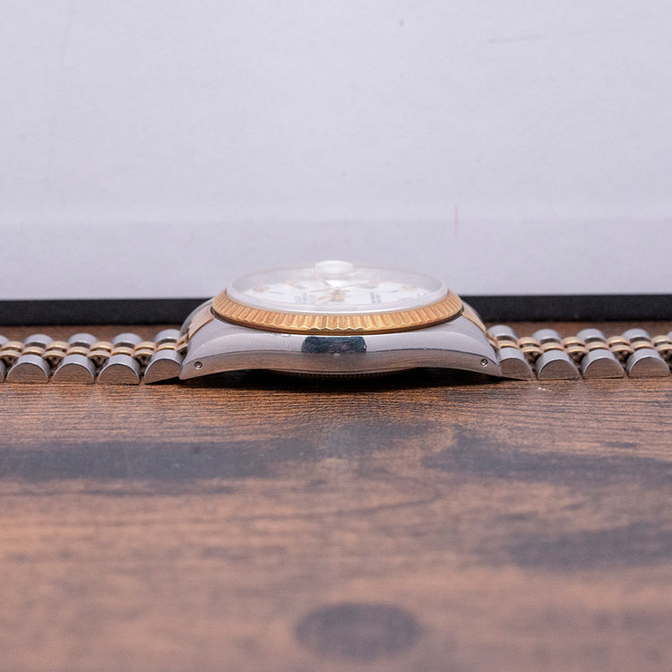 1991 Rolex Datejust 36mm White Roman 'Buckley' Diamond Dial 16233