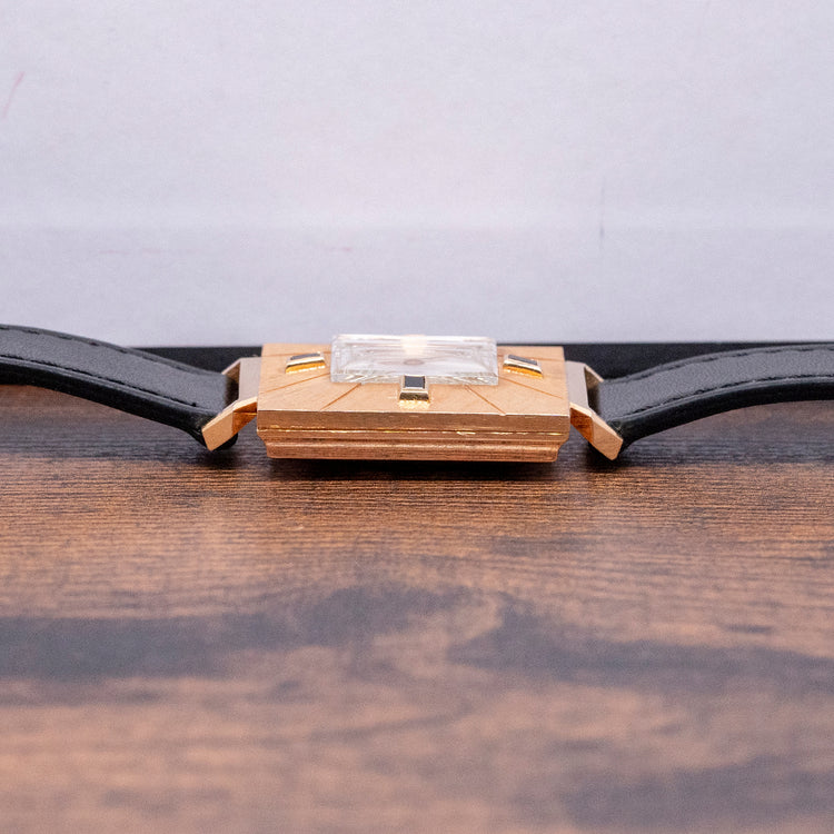 1960s Girard-Perregaux 18ct Pink Gold Square Art-Deco Auto